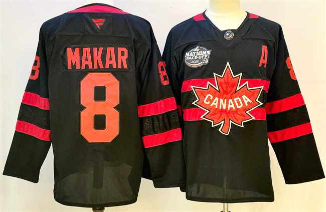 Mens Canada #8 Cale Makar Black 2025 4 Nations Face-Off Premium With A Patch Stitched Jersey->2025 4 nations face-off->NHL Jersey
